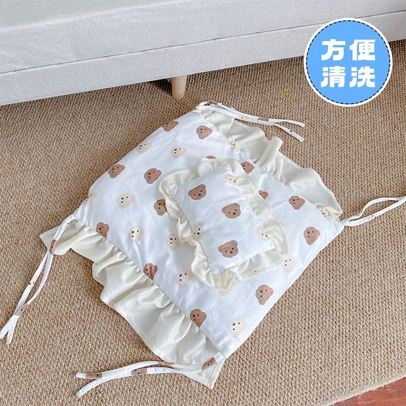 Solid Wood Cat Bed Summer Puppy Bed Removable Mat Washable All Season Universal Cat Nest