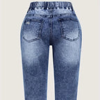 Peacock Blue Stretch Mid-Rise Capri Jeans