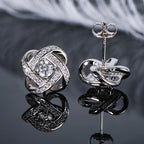 Stud Earrings 4mm Moissanite Twist Flower Earrings 925 Sterling Silver