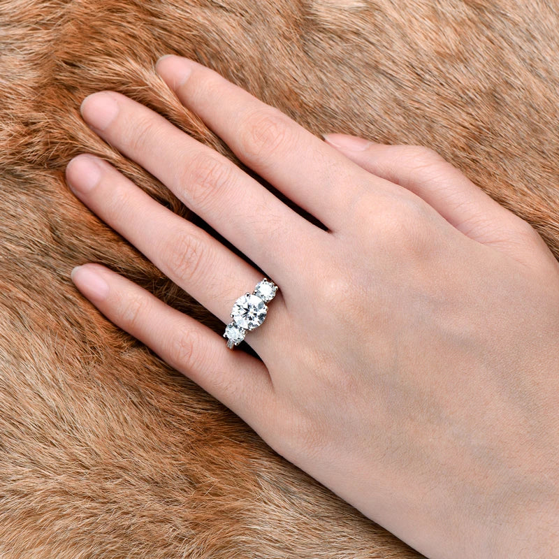 Anziw 3-stone Real 3.6CT Moissanite Ring