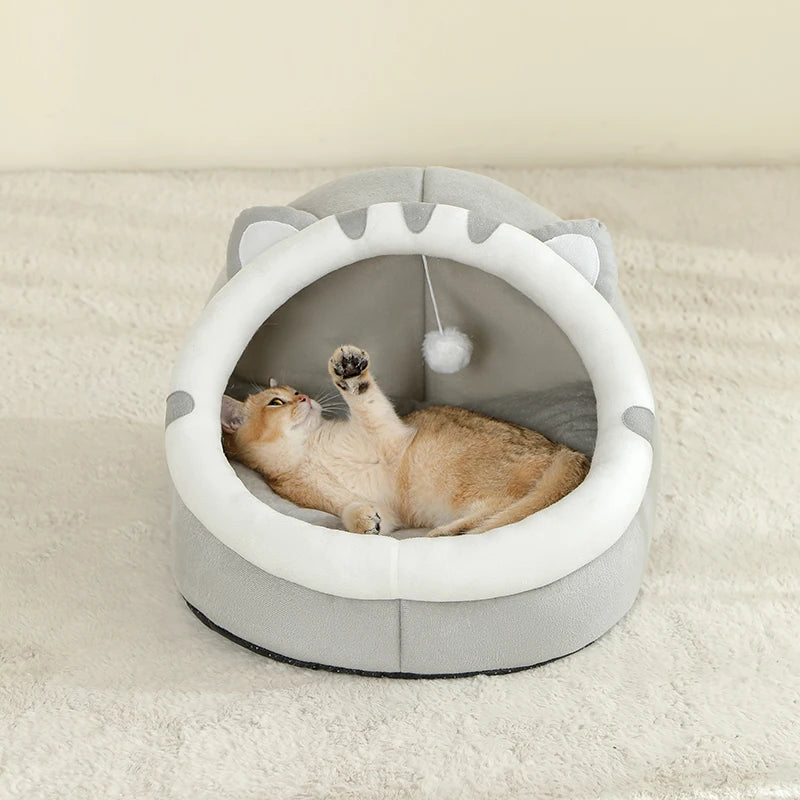 Cat Bed Warm Pet House Kitten Cave Cushion
