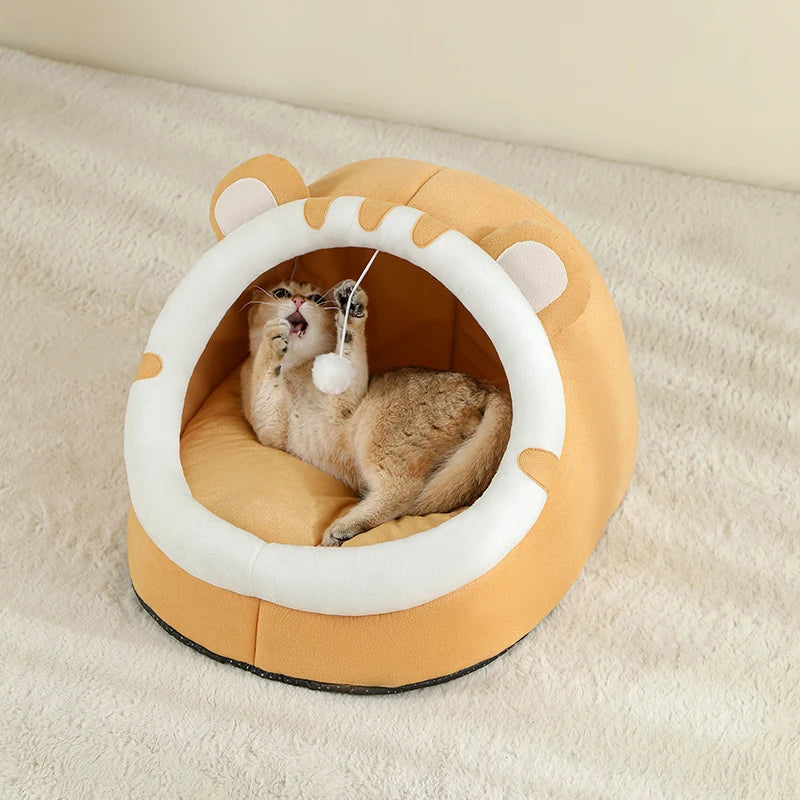 Cat Bed Warm Pet House Kitten Cave Cushion