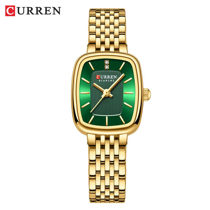 CURREN 9093 Fashion Quartz Women Watch Simple Elegant Square Dial Gold Stainless Steel Strap Waterproof Leisure Business Watches