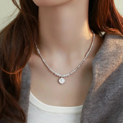 New Trendy Fashion 925 Silver Pearl Simple Elegant Thin Chain Pendant Necklace for Women Girl Jewelry Dropship Wholesale