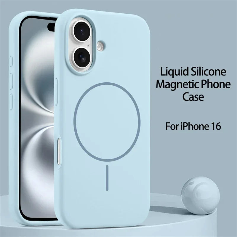 New Original Liquid Silicone Magsafe Case For iPhone 15 14 16 Plus 11 12 13 16 Pro Max Funda Magnetic Wireless Charge Soft Cover