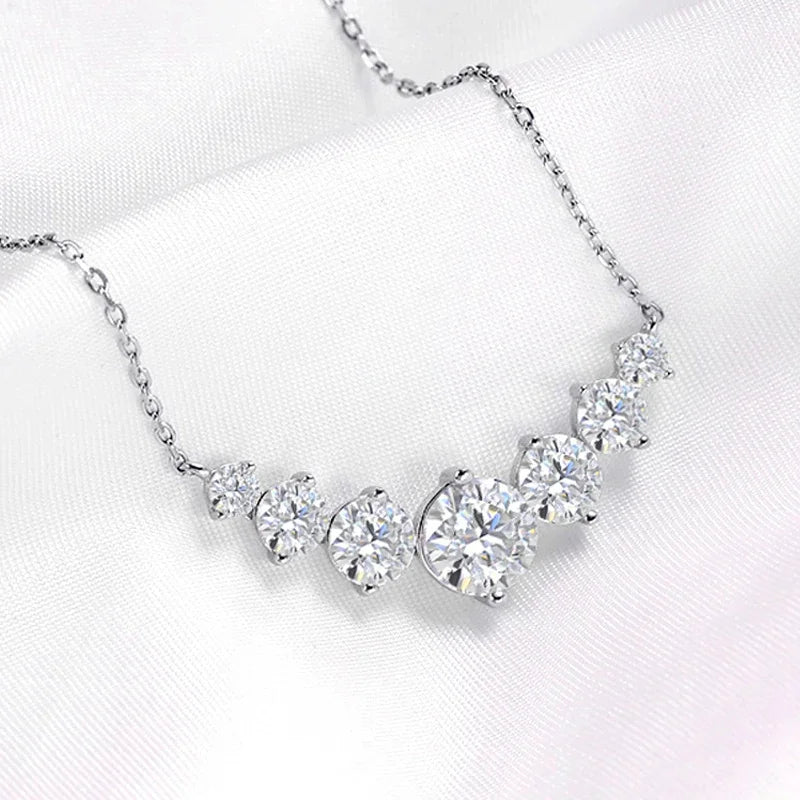 Smyoue 1.7-5CTTW All Moissanite Necklace for Women Smile Princesses Sparkling Diamond Pendant S925 Sterling Silver Plated PT950