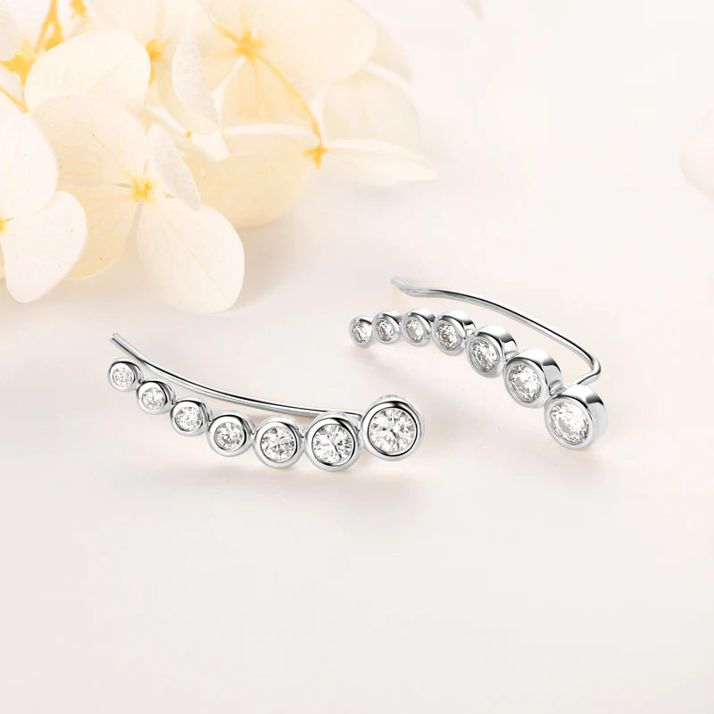 Anziw 1.52CTTW. Full Bezel Moissanite Earrings Climber