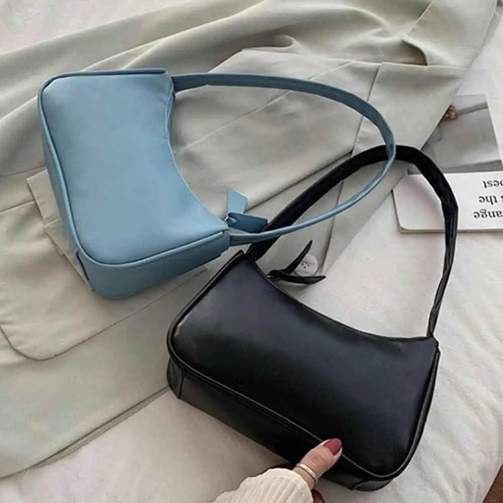 Handle Bag Women Retro Handbag PU Leather Shoulder Totes Underarm Vintage Top Handle Bag Female Small Subaxillary Bags Clutch - Imbasat
