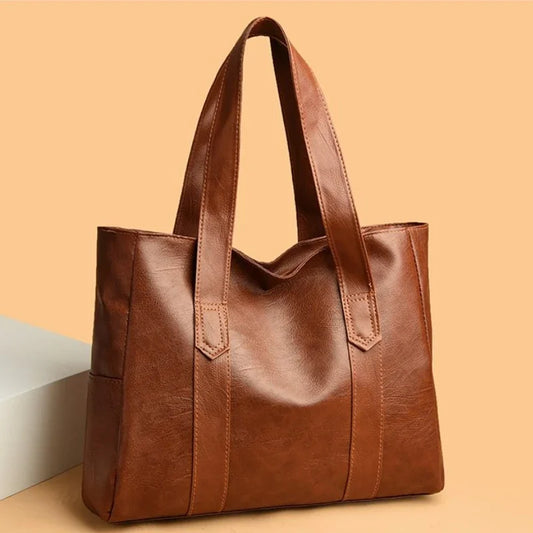 Light Luxury Minimalist Large Capacity Women's Bag 2024 Soft Leather Material Solid Color Women's Shoulder Bag Commuting Handbag - Imbasat