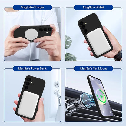 For Samsung Galaxy S24 S23 S22 S21 S25 Ultra Plus S23 S20 FE Case Luxury Magnetic For Magsafe Wireless Charge Silicone Cover