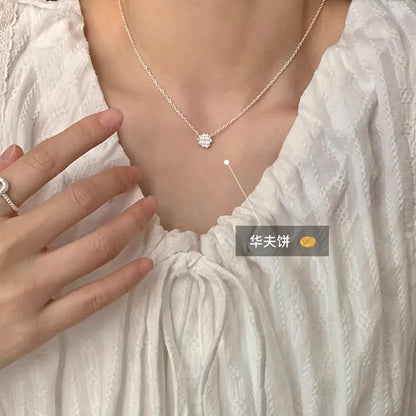 New Trendy Fashion 925 Silver Pearl Simple Elegant Thin Chain Pendant Necklace for Women Girl Jewelry Dropship Wholesale