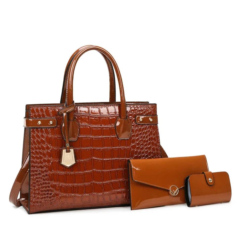 Pantent Leather Women Messenger Bags Crocodile Female Crossbody Shoulder Hand bags For Women 2024 High Quality Ladies Handbags