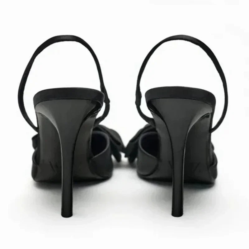 Thin Heels Bowknot Design Pointed Toe Slingbacks