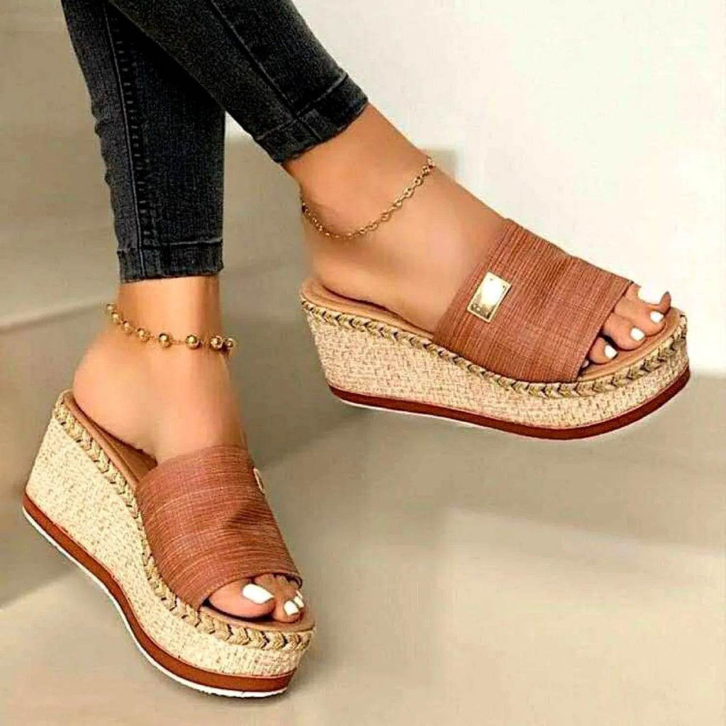 Womens High Heels Sandal Summer Leisure Wedges Sandals 2022 New Outdoor Beach Slippers Women Platform Mules Slipper Plus Size 43 - Imbasat
