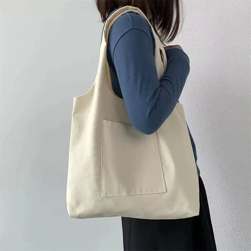 Canvas Bag for Women Shopper Handbags Environmental Storage Reusable Canvas Shoulder Tote Bag School Bags Girl Christmas Gift - Imbasat