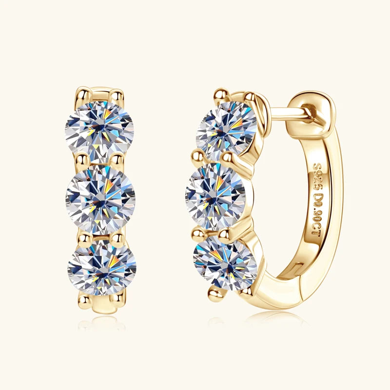 Anziw 14k Gold Plated Hoop Earrings 3.5mm D Color 925 Sterling Silver Moissanite
