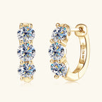 Anziw 14k Gold Plated Hoop Earrings 3.5mm D Color 925 Sterling Silver Moissanite