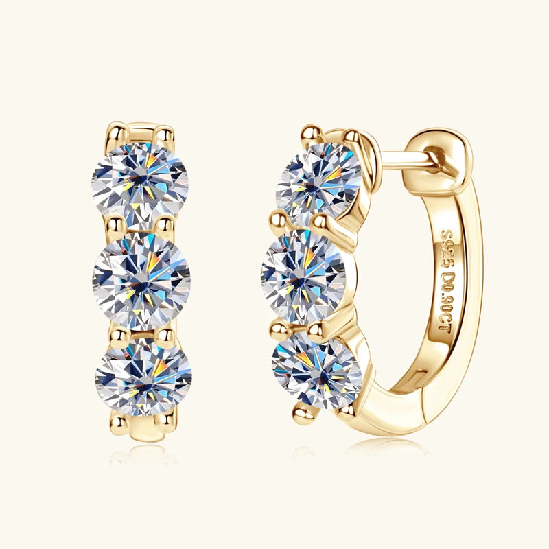 Anziw 14k Gold Plated Hoop Earrings for Women 3.5mm D Color 925 Sterling Silver Moissanite Diamond Huggie Earring Girls Jewelry