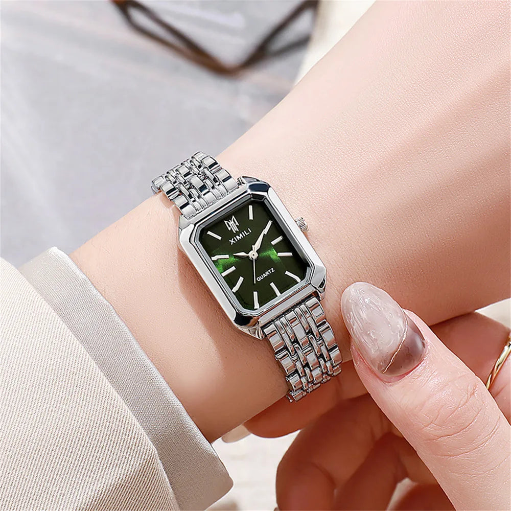 Women's Watch Light Luxury Brand Stainless Steel Chain Business Clock Fashion Elegant Quartz Watch Reloj W124