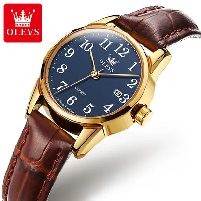 OLEVS Top Brand Quartz Watch For Women Waterproof GMT Watches Women Sports Leather Strap Date Clock Ms Wristwatch Reloj Mujer