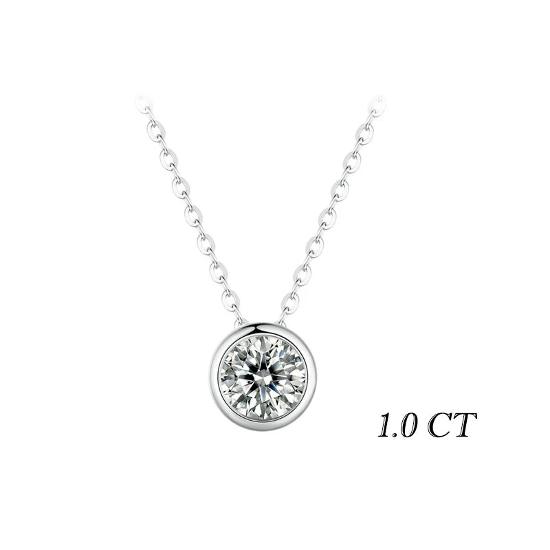 Carat Bazel Moissanite Necklace 925 Sterling Silver