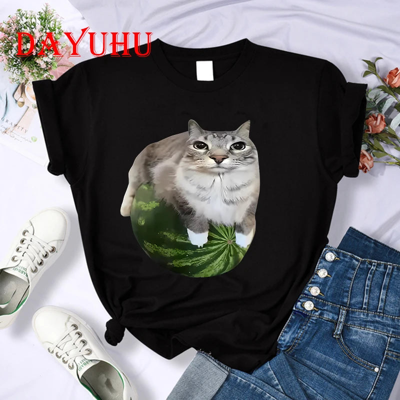 Watermelon Cat Silly Cat Meme T-Shirt A Hilarious Watermelon