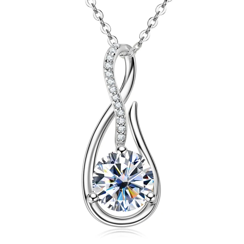 Silver 925 Infinity Necklace for Women 8mm 2CT D Color Moissanite Pendant Necklace