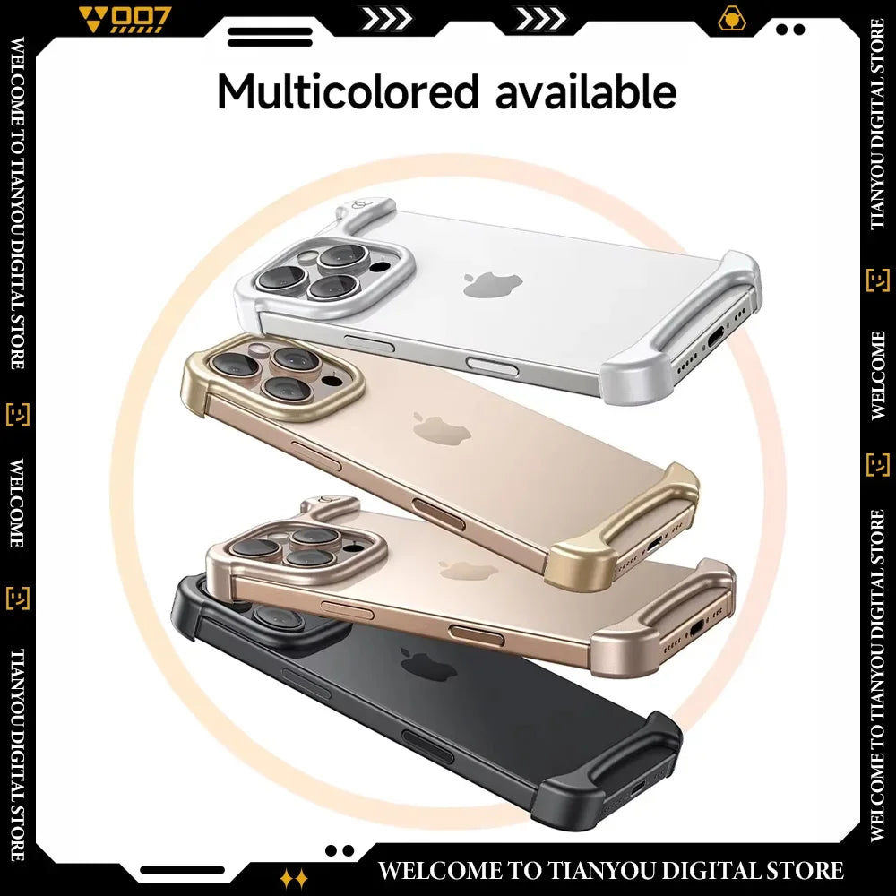 Arc Pulse Luxury Aluminum Metal IPhone Case 13 14 15 16Pro Pro Max Plus Customize Matte Matte Gold/silver/black/desert Gold Case