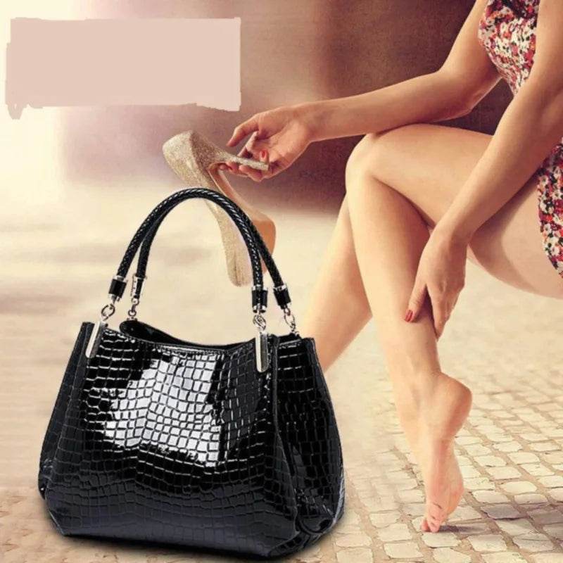 Women Crocodile Pu Leather Messenger Bags Large Capacity Women Bags Handbags Ladies Casual Totes Satchel Women Shoulder Bag - Imbasat
