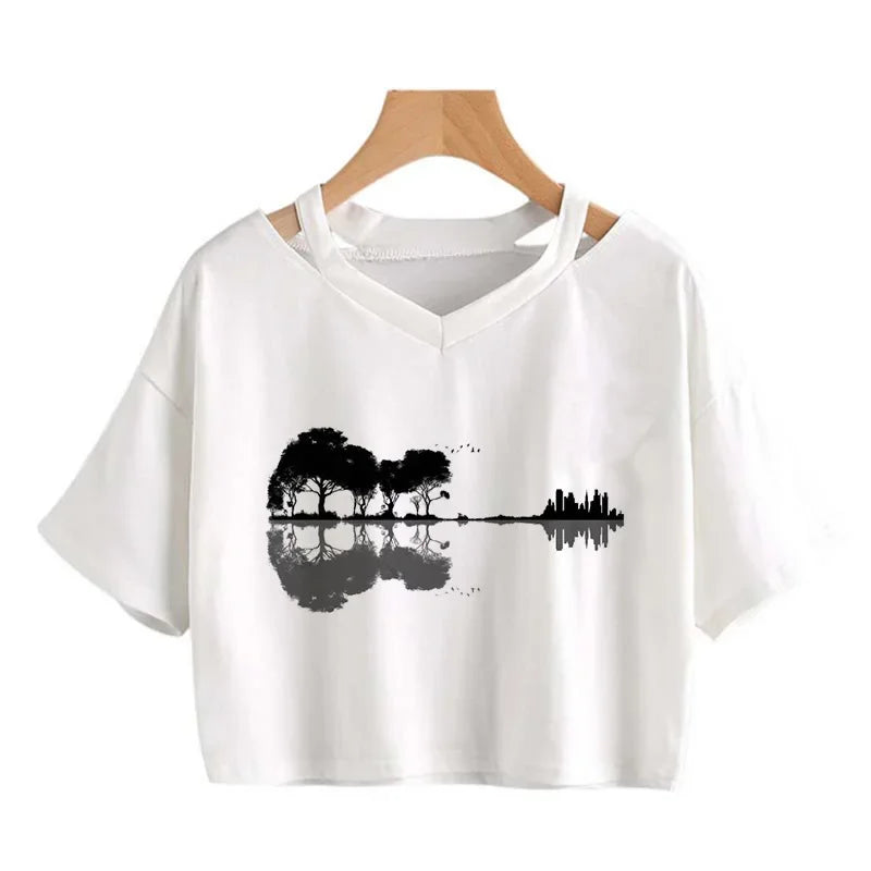 T-Shirt Harajuku Gothic Cropped Graphic Korean Style