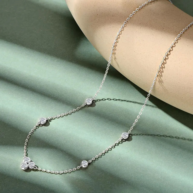 Bezel D Moissanite Pendant Necklace 925 Sterling Silver