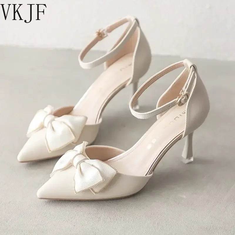 Medium Heel Heels Women's Shoes Trend Pointed Toe Butterfly Stilettos Elegant Dress Weddings Bridal Party White Designer - Imbasat