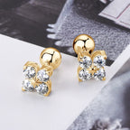 Anziw Lucky Four Leaf Clover Moissanite Stud Earrings 925 Sterling Silver Screw-Back