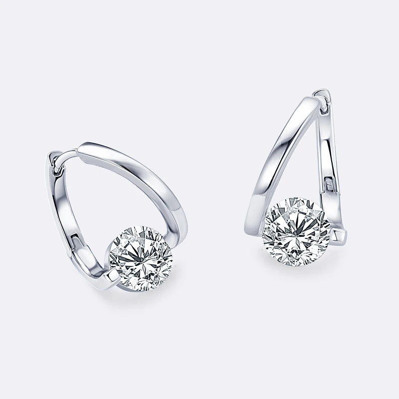 Anziw 1.0ct 6.5mm VVS1 Moissanite Twist Hoop Earrings 925 Sterling Silver