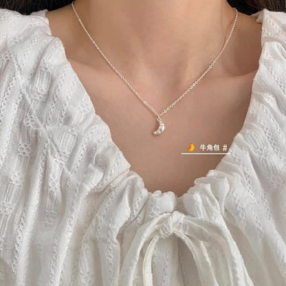 New Trendy Fashion 925 Silver Pearl Simple Elegant Thin Chain Pendant Necklace for Women Girl Jewelry Dropship Wholesale