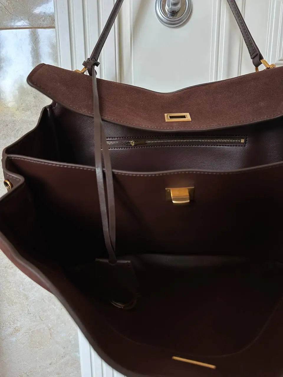 Luxury Brand Rodeo Women Bags Genuine Leather Brown Suede Women Totes Gold Buckle Women Shoulder Bags Fashion Women Handbags - Imbasat