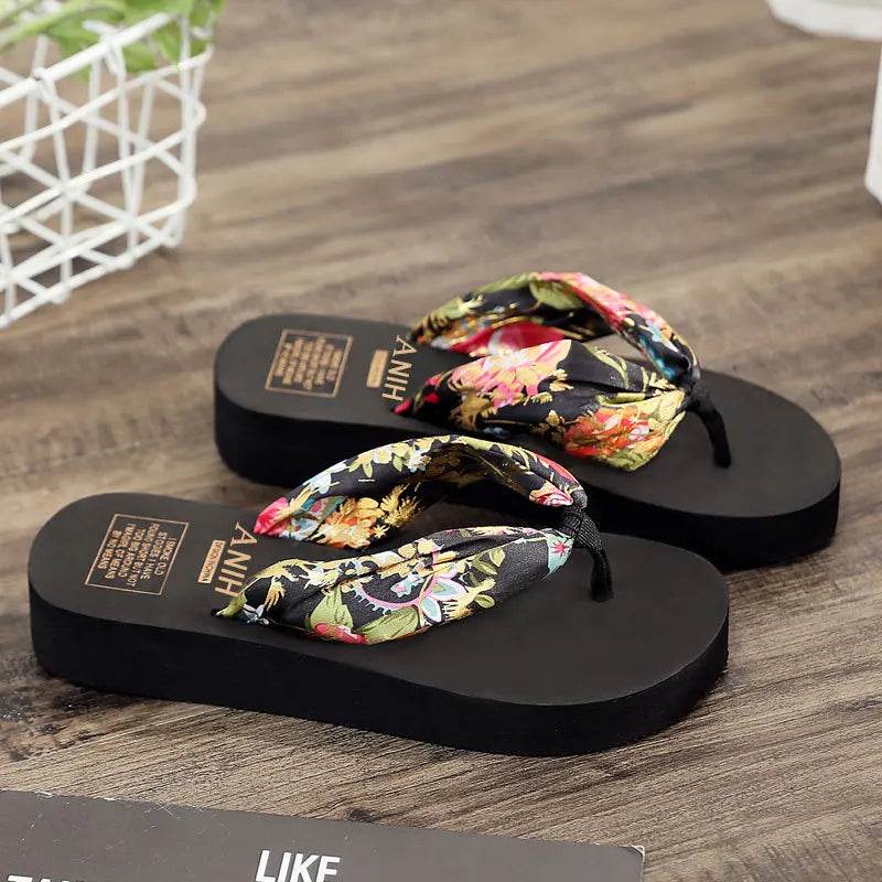 Women's Summer Fashion EVA Slipper Bohemian Satin Ribbon Female Flip Flop 2023 Bronzing Beach Simple Leisure Women Shoes - Imbasat