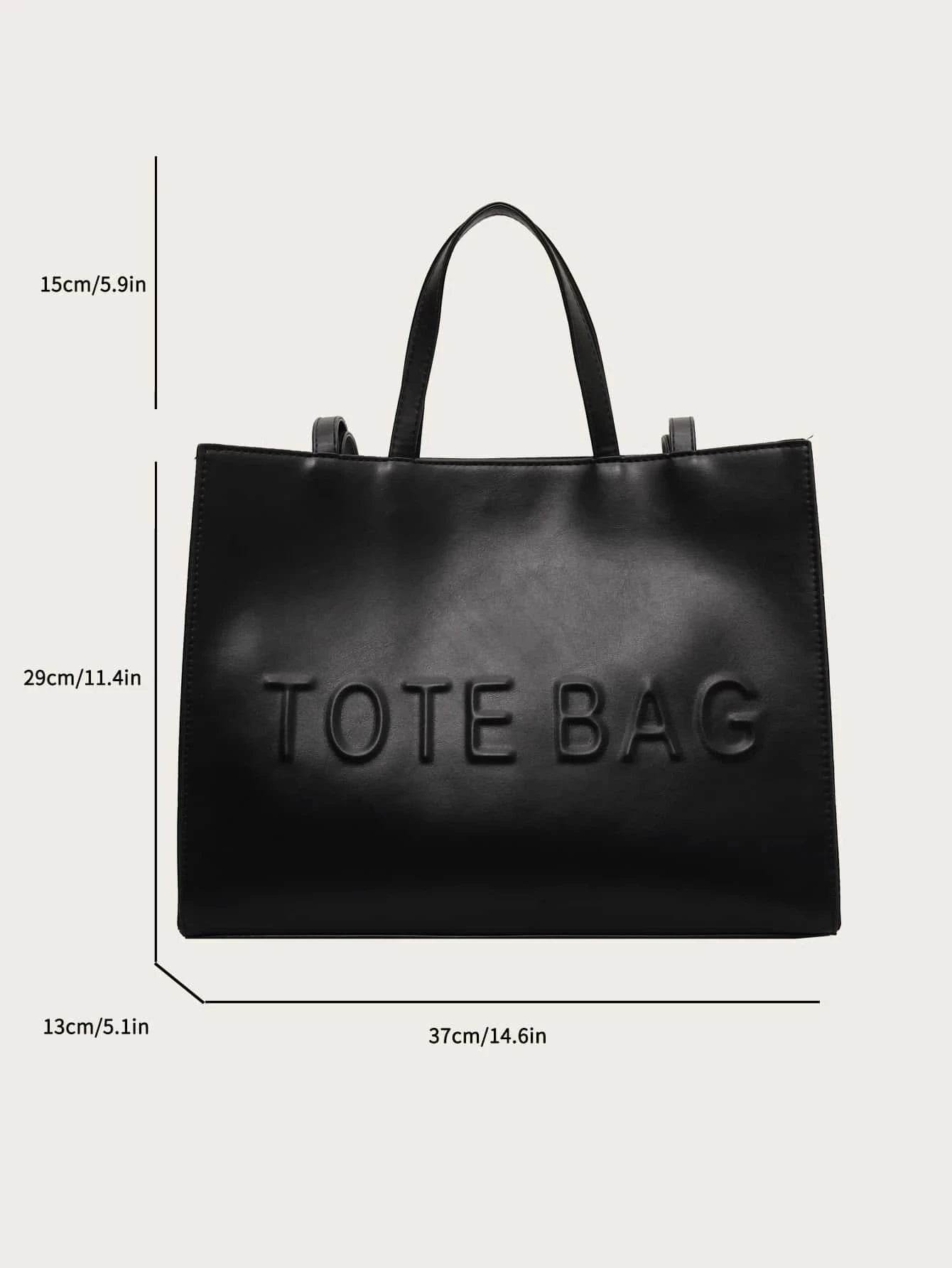 Large Capacity Fashionable Tote Bag With Letter Print Fashion Solid Color Simple Crossbody Bag Women Casual Handbag Shoulder Bag - Imbasat