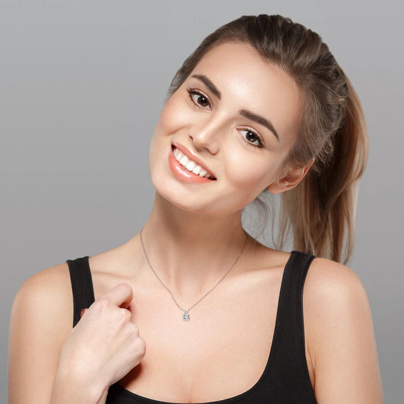 Anziw Rose Gold Plated Moissanite Pendant Necklace (1.0ct ) Sparking D Color Diamond 925