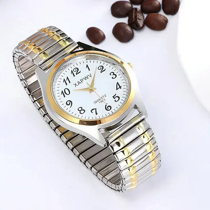 Fashion Women Men Watch Flexible Elastic Band Quartz Wrist Watch Steel Strap Couple Watch Gift