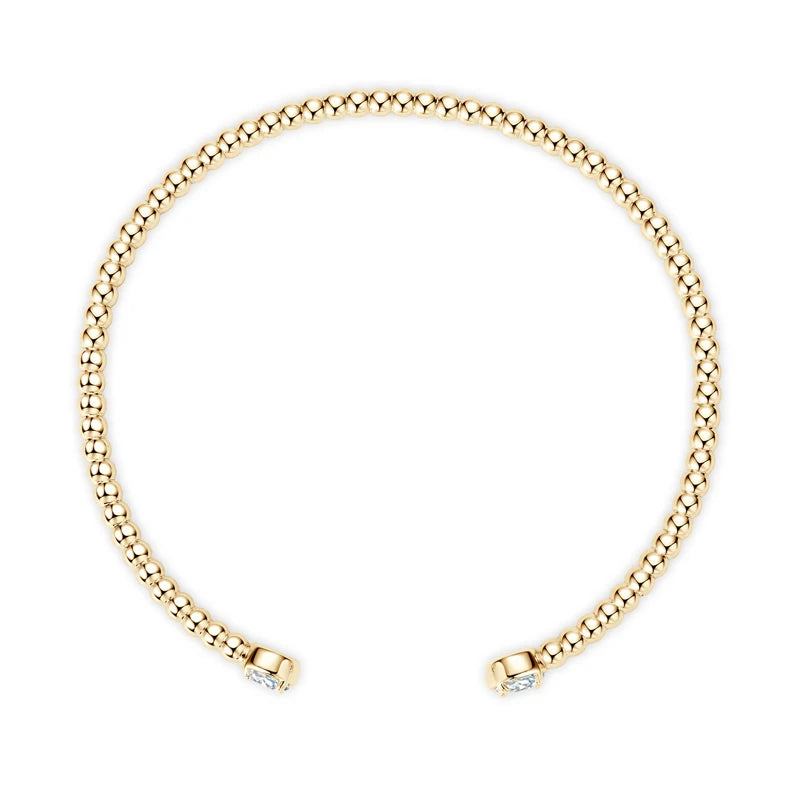 Anziw Solid Bangle Real 925 Silver 5mm 1ctw. D Color Bezel Round Moissanite Bracelet