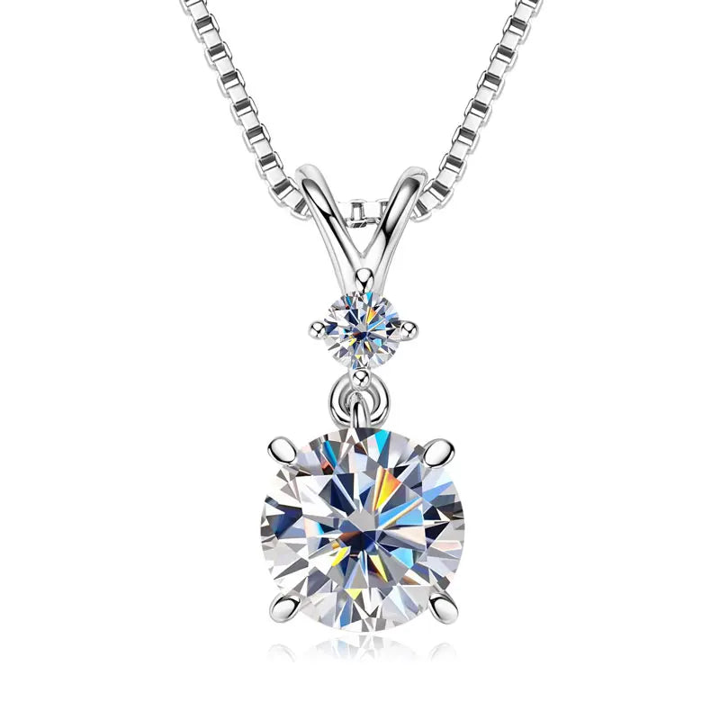 Anziw 1CT 2CT 3CT Moissanite Pendant Necklace