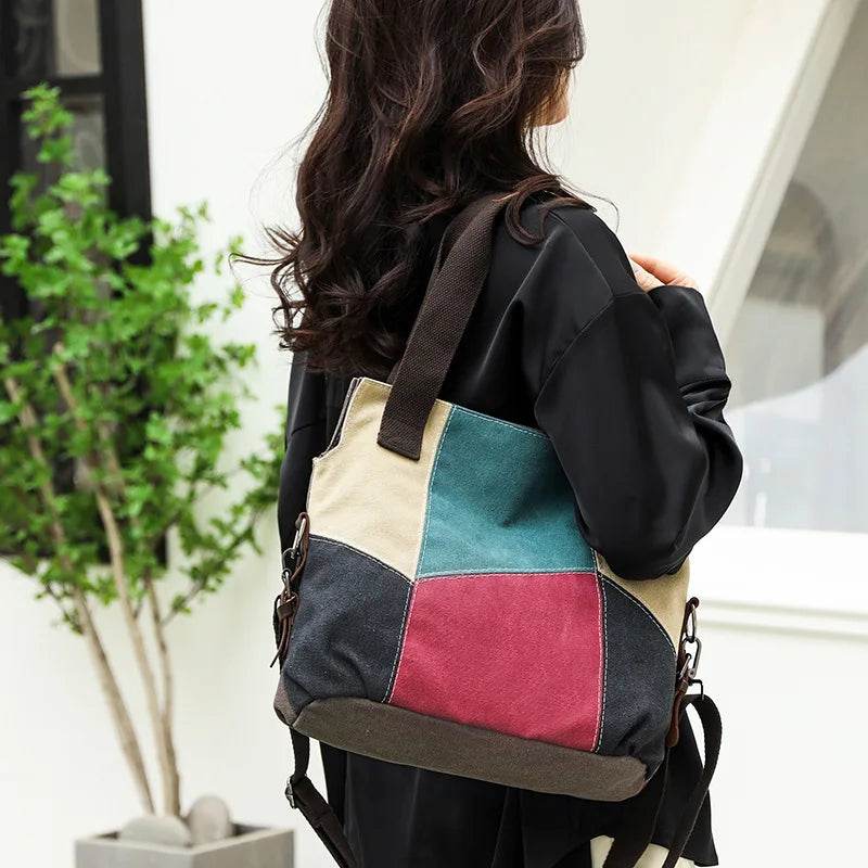 Canvas Ladies Handbag Fashion Simple Retro Tote Casual Large Capacity Travel Crossbody Tote Bag For Women - Imbasat