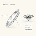 Anziw Full Eternity Bands 2mm Moissanite 925 Sterling Silver