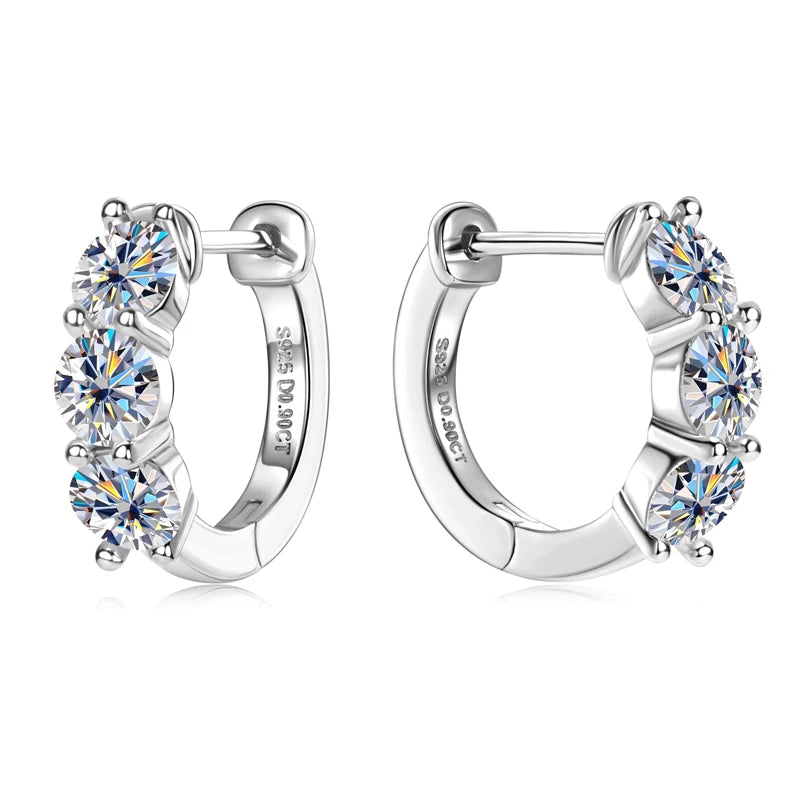 Anziw 14k Gold Plated Hoop Earrings 3.5mm D Color 925 Sterling Silver Moissanite