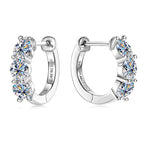 Stone Earrings Real 925 Sterling Silver 4mm Round Moissanite Hoop Earrings