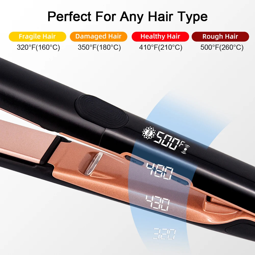 500°F Hair Straightener With Vibration Plasma Hair Flat Irons 260°C Ceramic Coating Plate Professional Salon Styling Tools