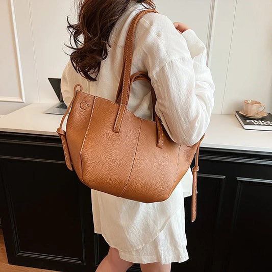 New2024 PU Leather Tote Large Capacity Women's Senior Sense Shoulder Underarm Bag tote bag large capacity handbags for women - Imbasat