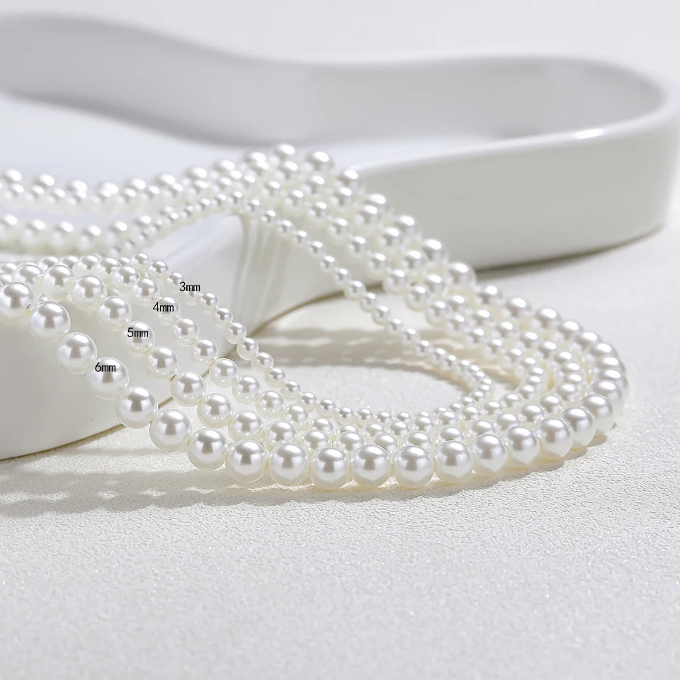 925 Sterling Silver 6mm Pearl Necklace Bead