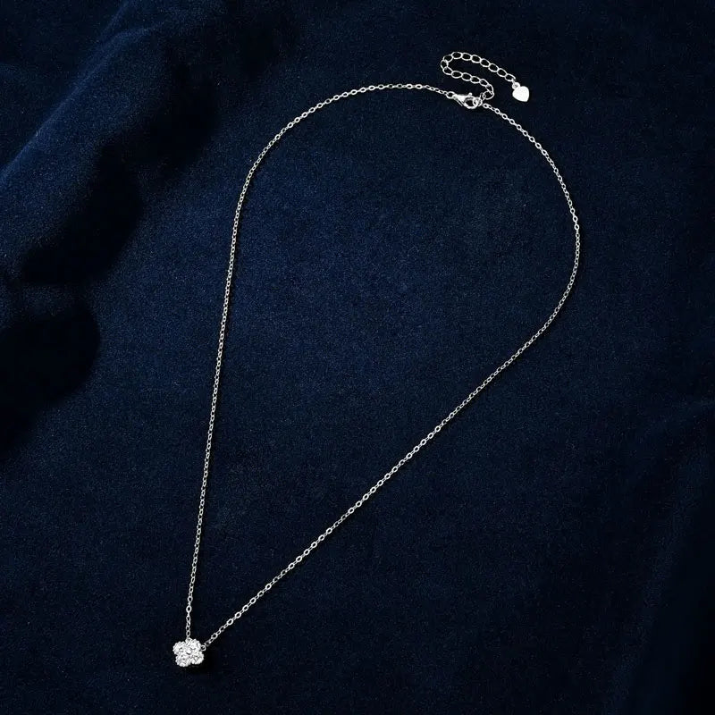 Anziw Clover Flower Pendant Necklace 3mm Moissanite